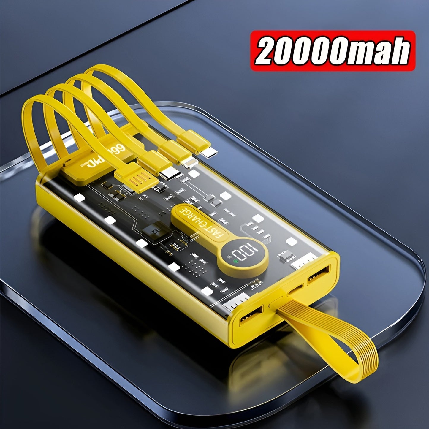 Transparent 20000mAh Power Bank 66W Fast Charging