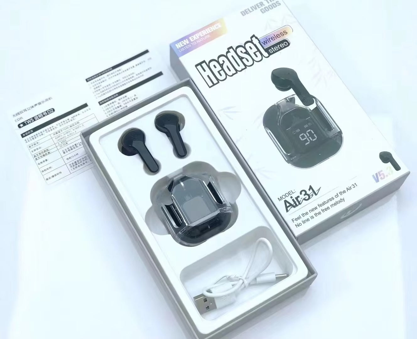 Air31 Earbuds Wireless Crystal Transparent Headset